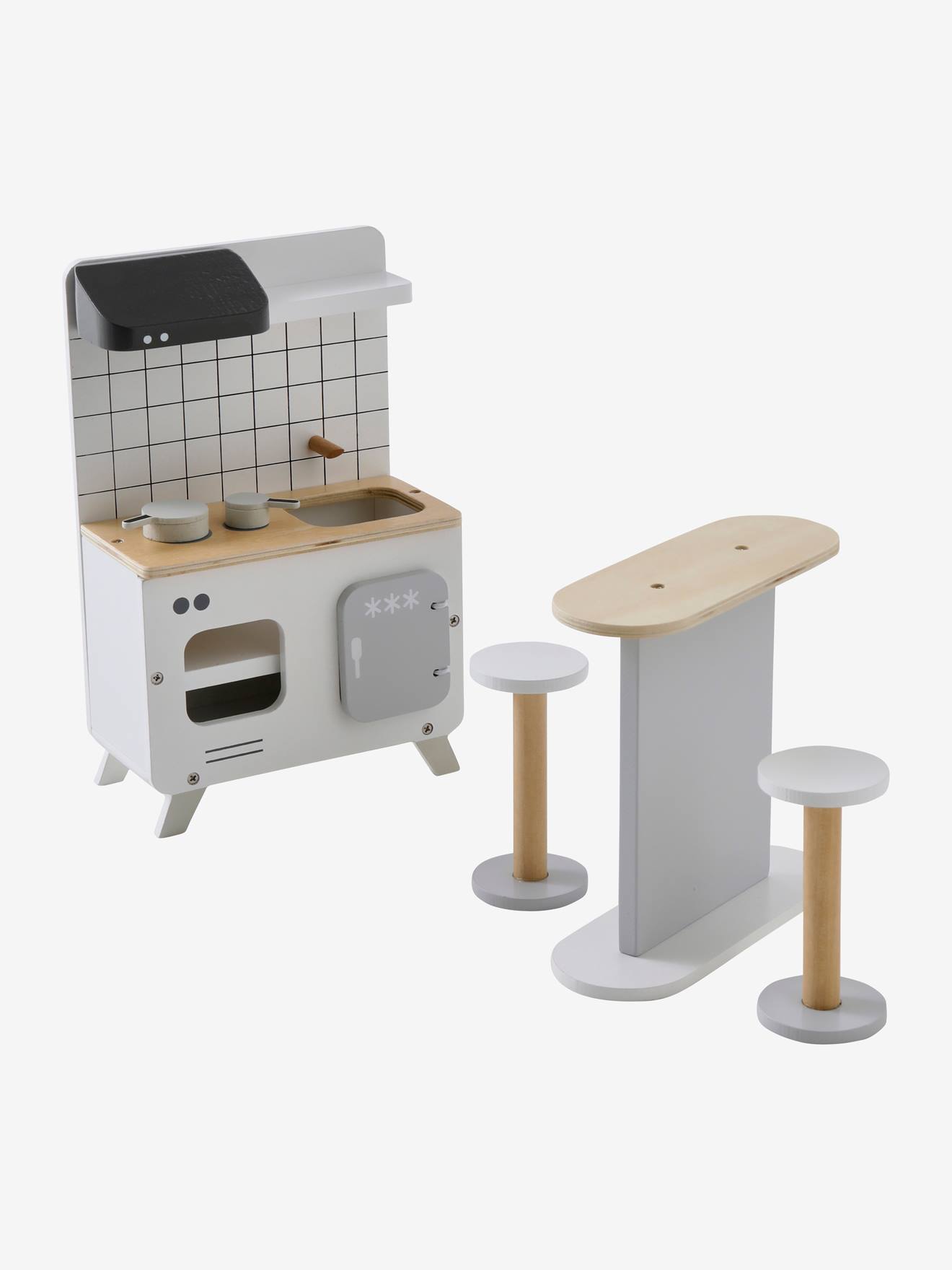 Vertbaudet Küchenmöbel für Modepuppen aus Holz FSC - mehrfarbig