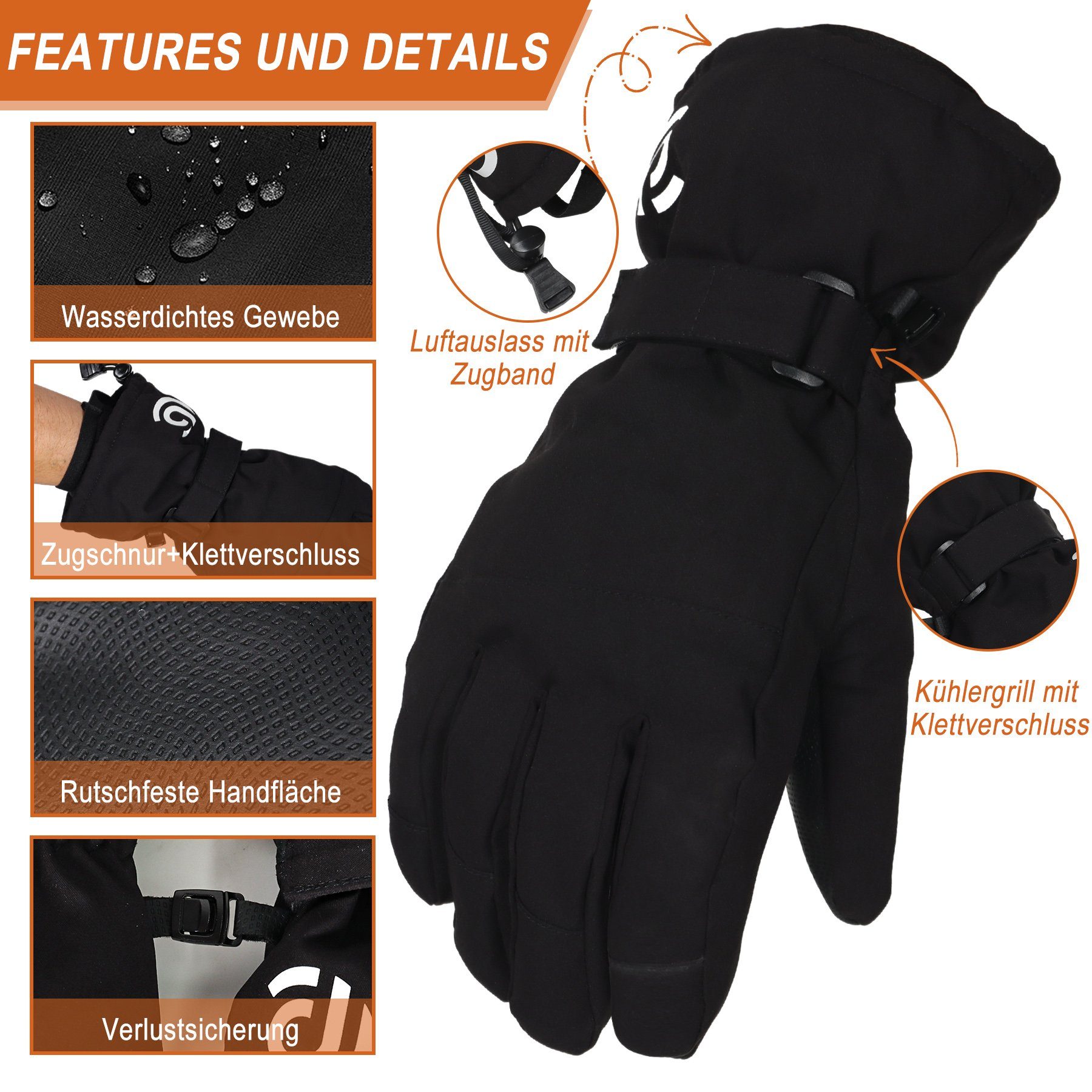 CALIYO Fahrradhandschuhe Fahrradhandschuhe Winter, Winterhandschuhe Herren Damen Winter Handschuhe Reithandschuhe Unisex Draussen Warme Skihandschuhe