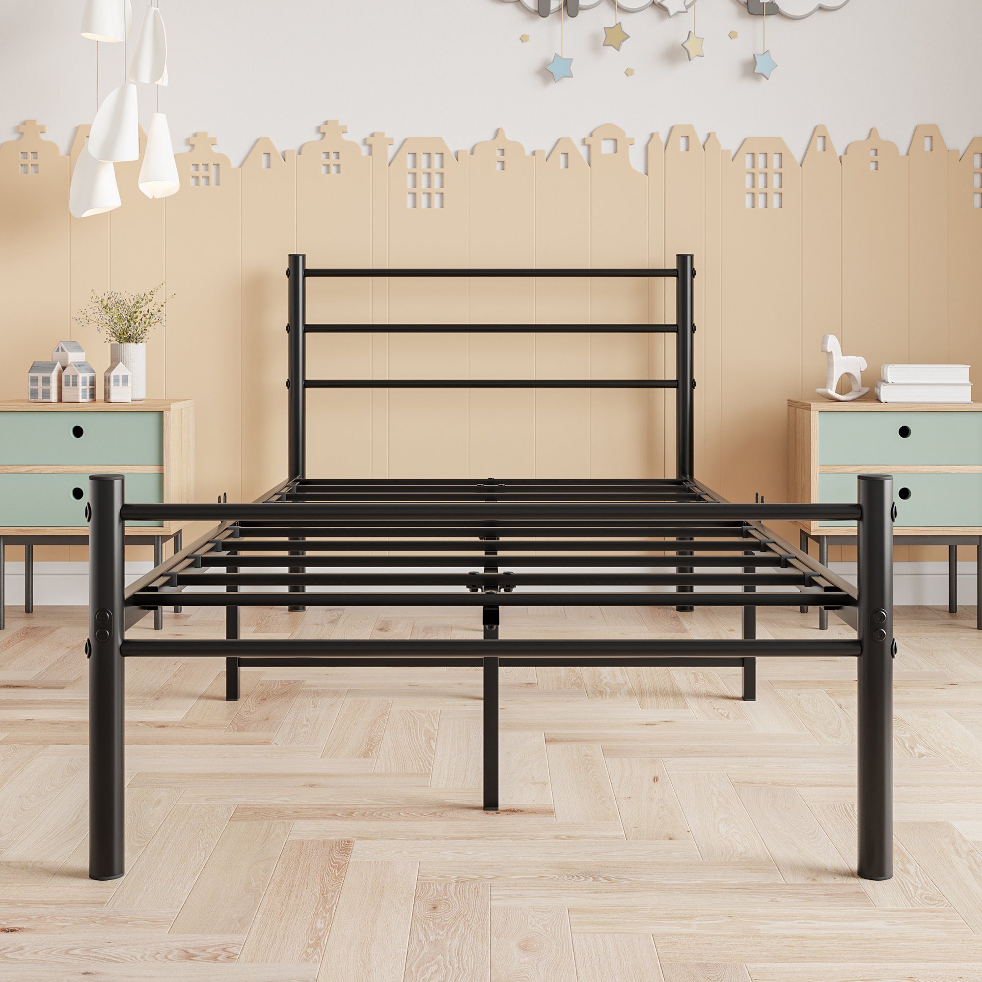 Gotagee Metallbett Einzelbett Metallbett Metall Bett Jugendbett Bettgestelle 90x190 cm