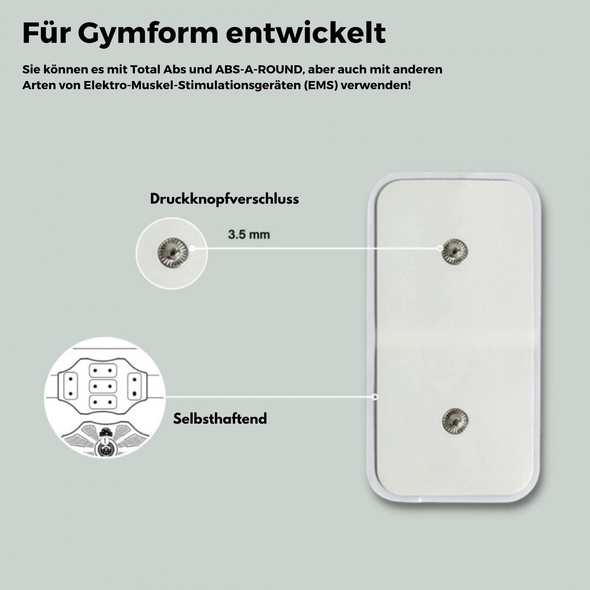 Gymform® EMS-Bauchmuskeltrainer Total Abs Platinum Sport, (Spar-Set, 2-tlg., mit oder ohne extra Universal Ersatzpads), EMS Trainer elektrischer Gürtel - Bauchmuskeltrainer Set