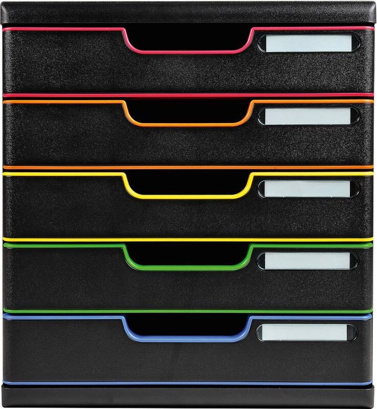 Exacompta Schubladenbox Modulo5 Fächer Polystyrol Schwarz, Harlequin 35 x 32 cm