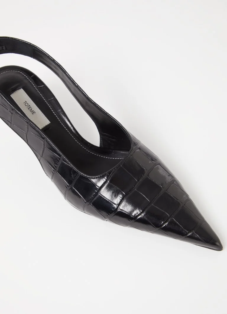 TOTEME Klassinen nahkainen slingback-laukku krokotiilikuvioinnilla