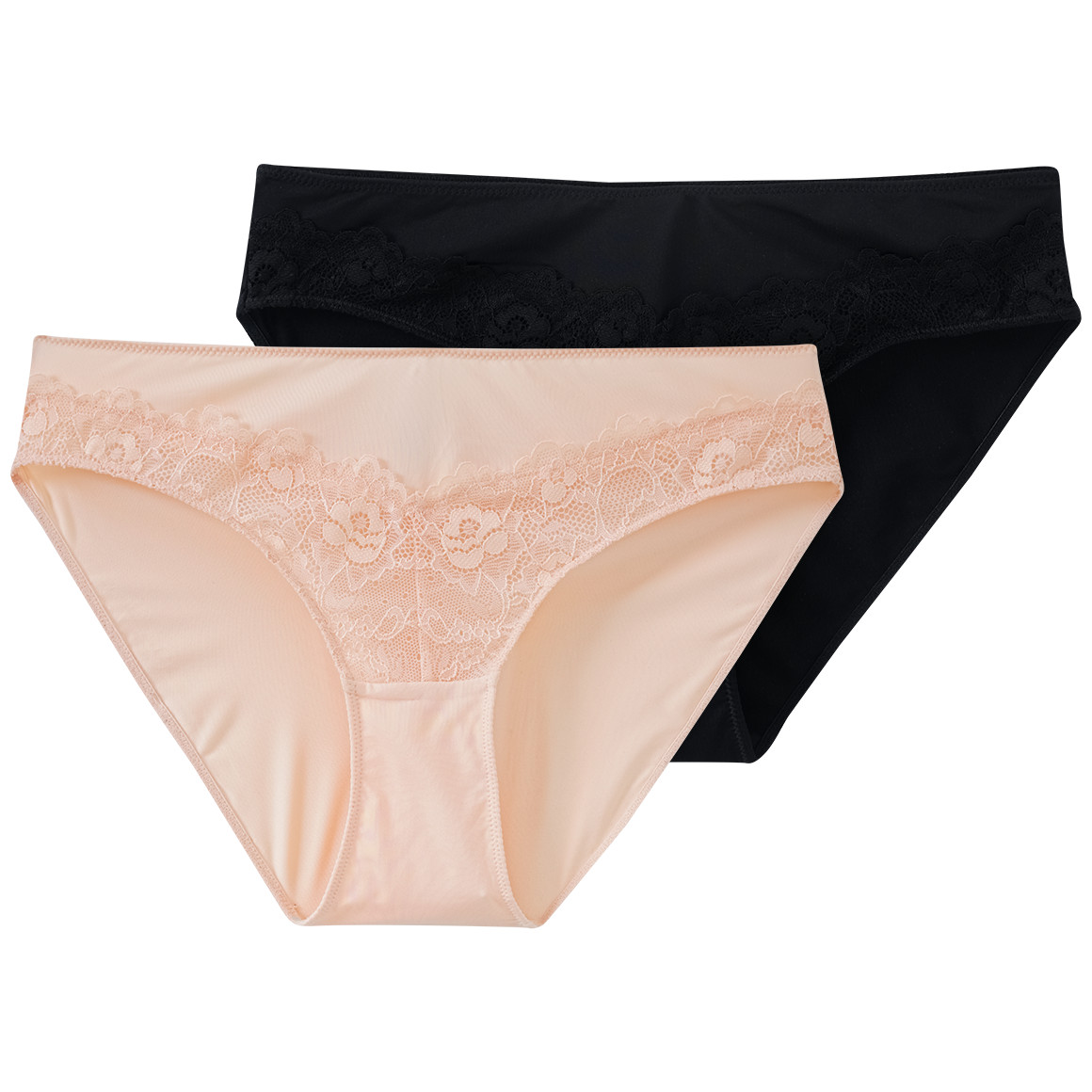 2 Damen Slips mit Spitzeneinsatz
