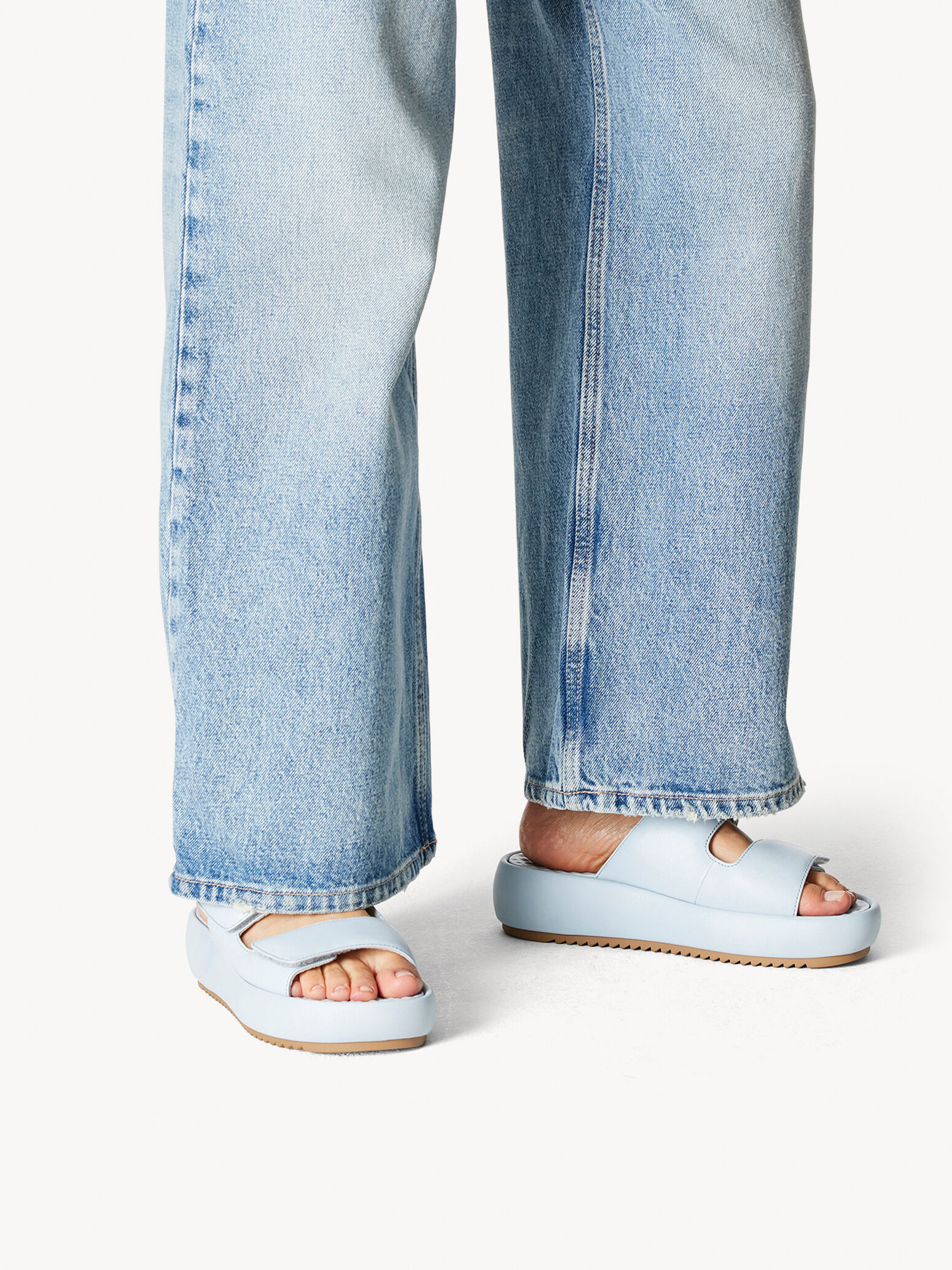 Mule en cuir - bleu