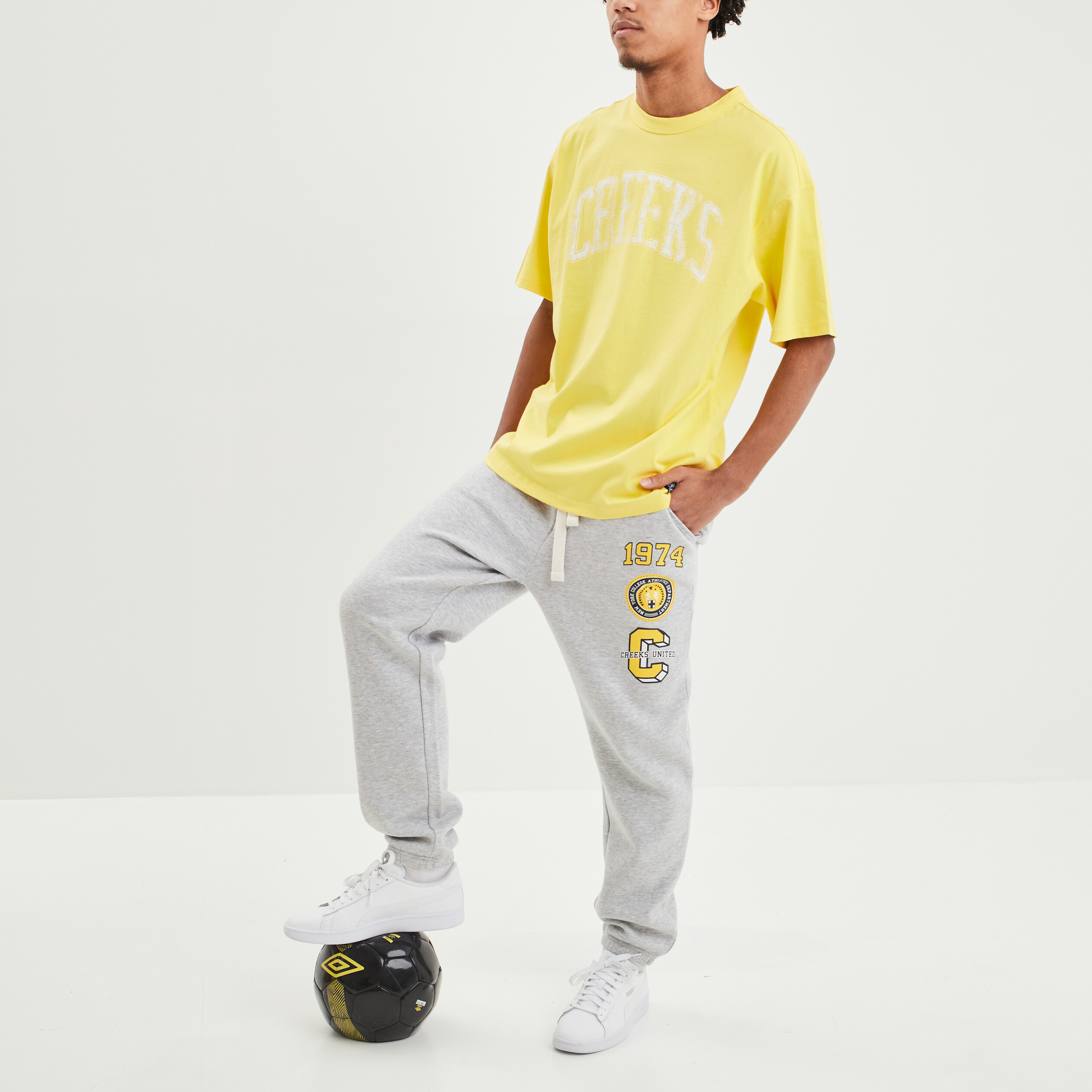 T-shirt manches courtes oversize Creeks jaune citron homme | La Halle