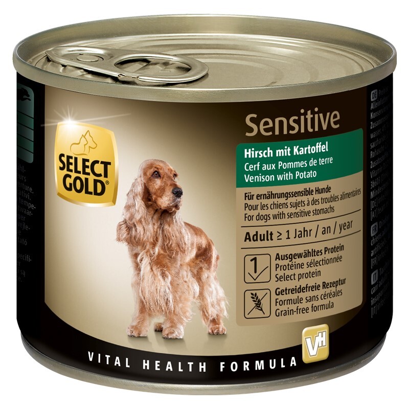 SELECT GOLD Hundenassfutter SELECT GOLD Sensitive Adult 6x200g Hirsch mit Kartoffeln