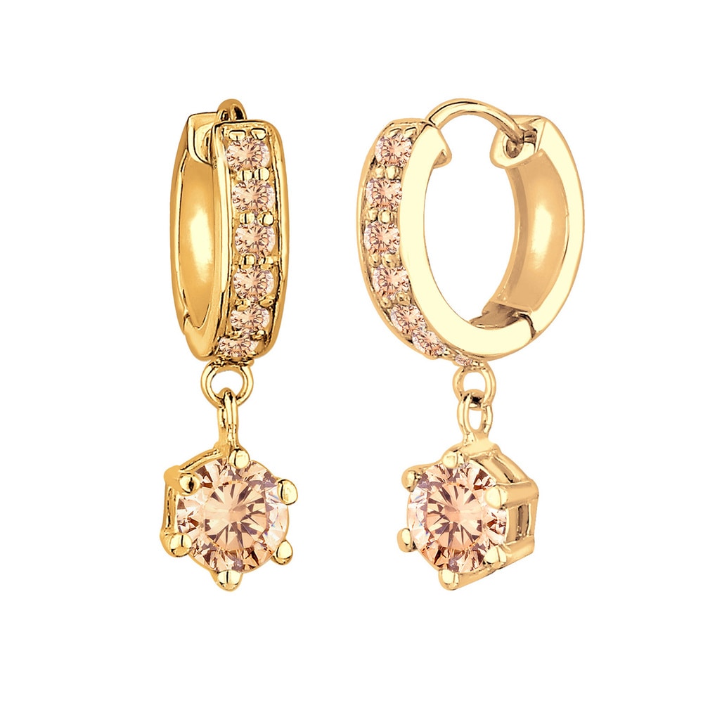 Elli Elli Boucles d'Oreilles Créoles Pendentif Scintillant avec des Cristaux Zircone B Boucles d'oreilles