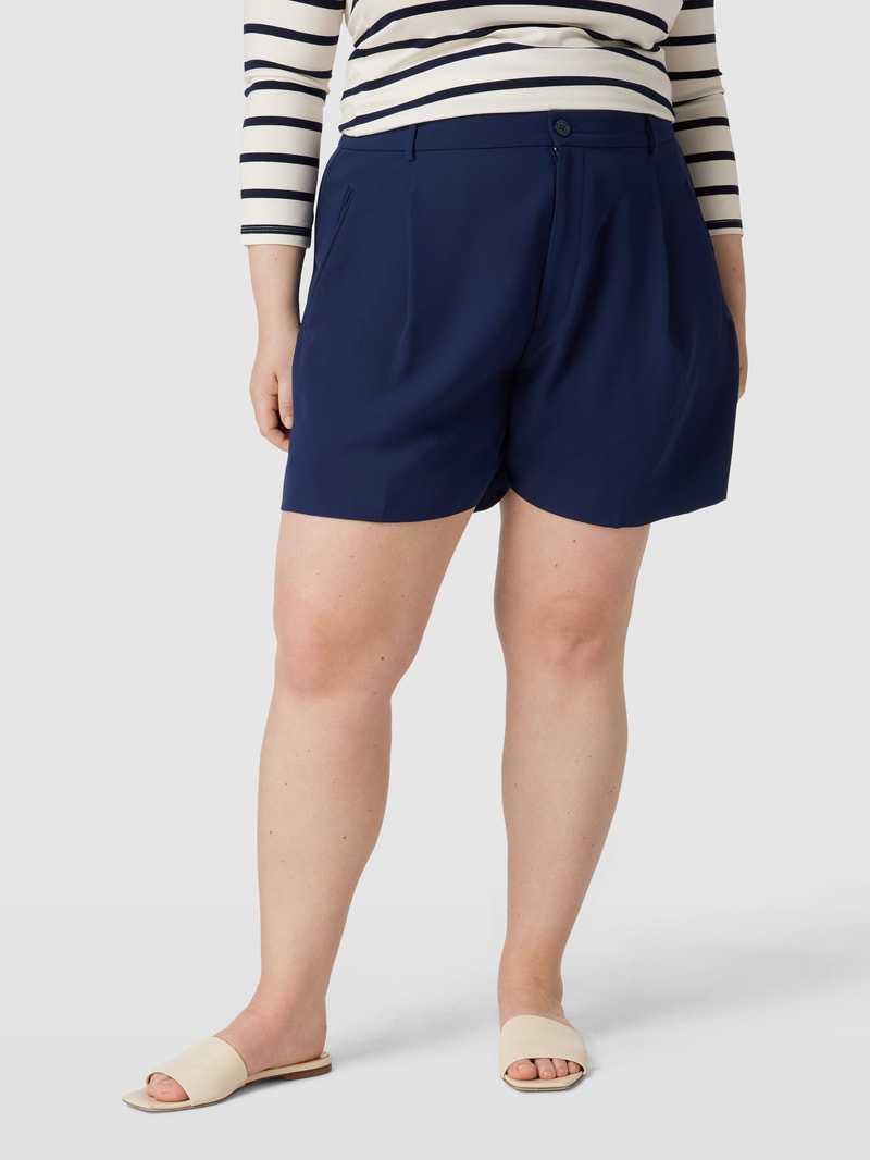 PLUS SIZE Shorts mit seitlichen Eingrifftaschen Modell 'VADIENNE' in dunkelblau