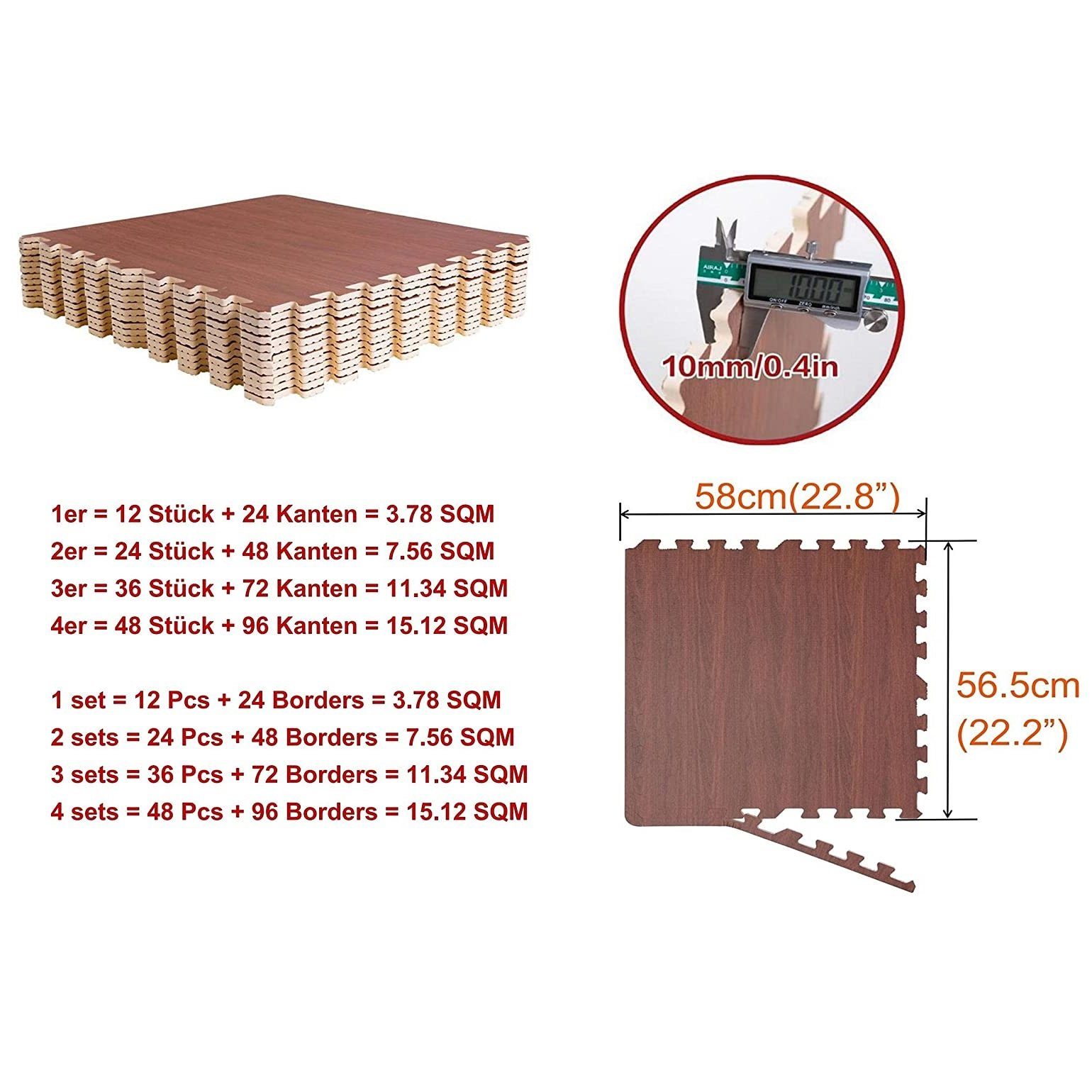 BodenMax Bodenturnmatte BodenMax Bodenschutzmatte Sportmatte puzzle, 58x58x1 cm