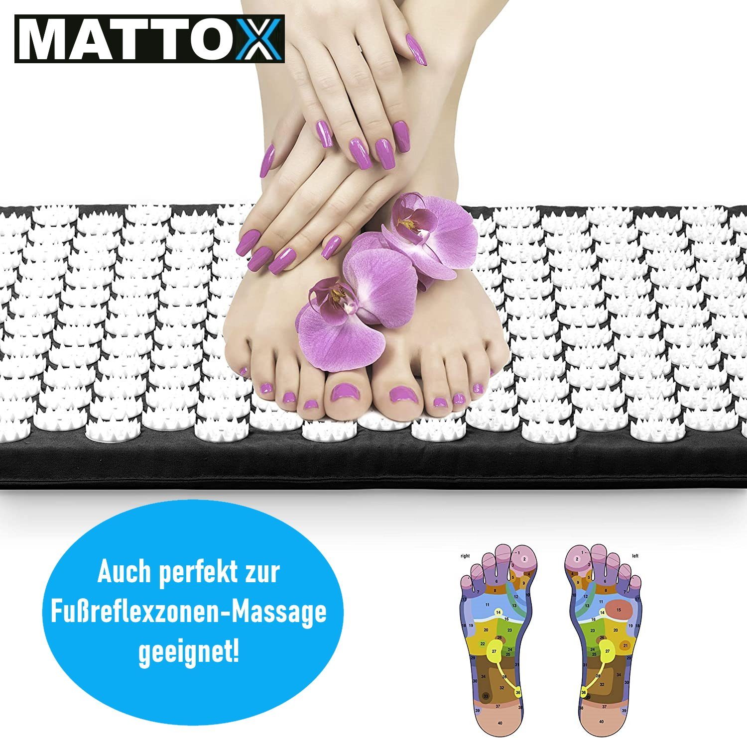 MAVURA Akupressurmatte MATTOX Akupressurmatte Massage Matte Kissen Nadelmatte, Entspannung Nackenkissen Liegematte 2in1 Fakirmatte