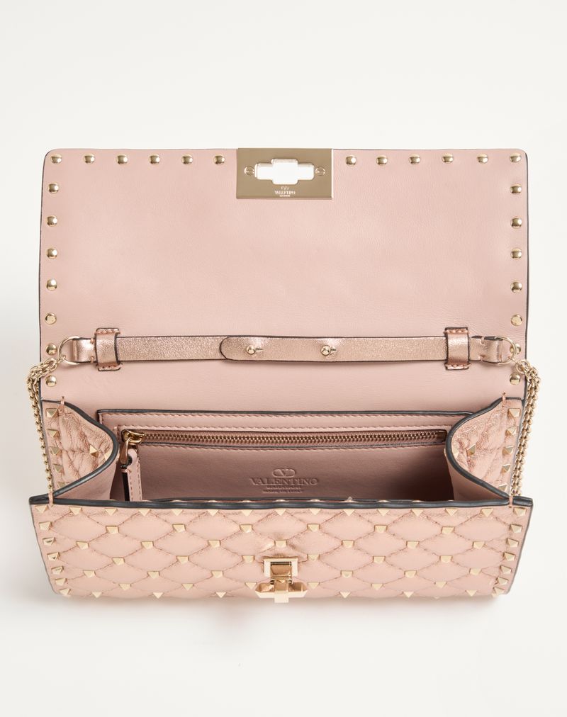 Bolsa de ombro Valentino Garavani Rockstud Spike em couro napa laminado