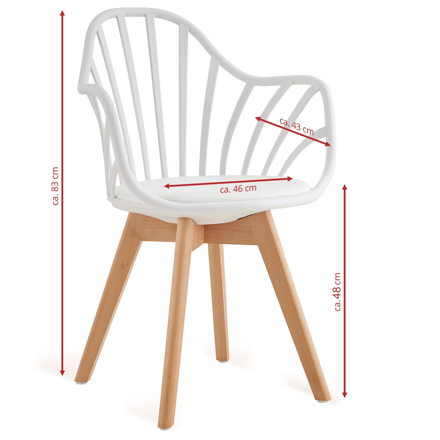 TRISENS Esszimmerstuhl Adele (1 - 4er Pack, 1 St), Küchenstuhl mit der gepolsterten Sitzfläche Gartenstuhl in Lederoptik