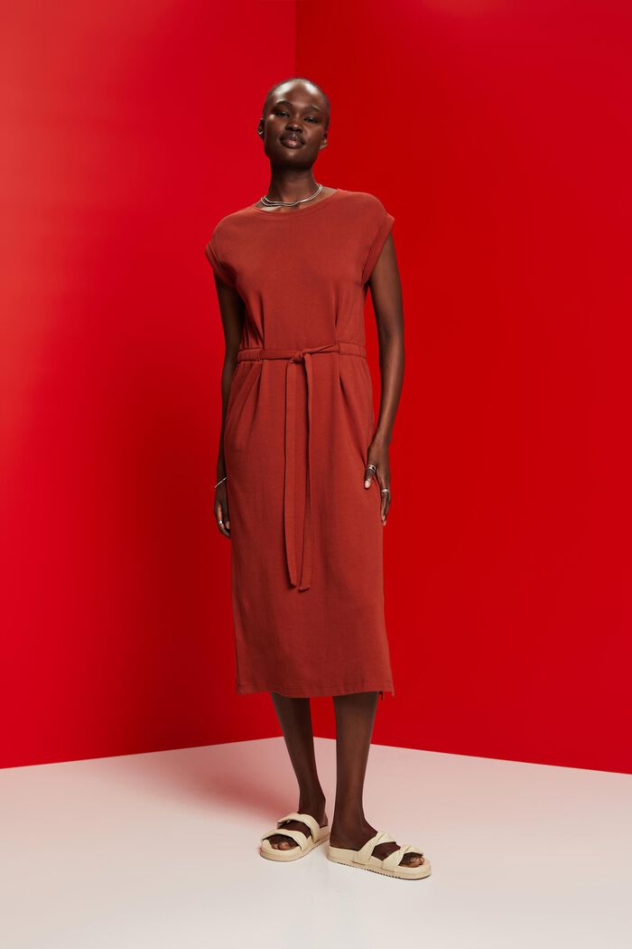 Midikleid aus Jersey mit Bindegürtel