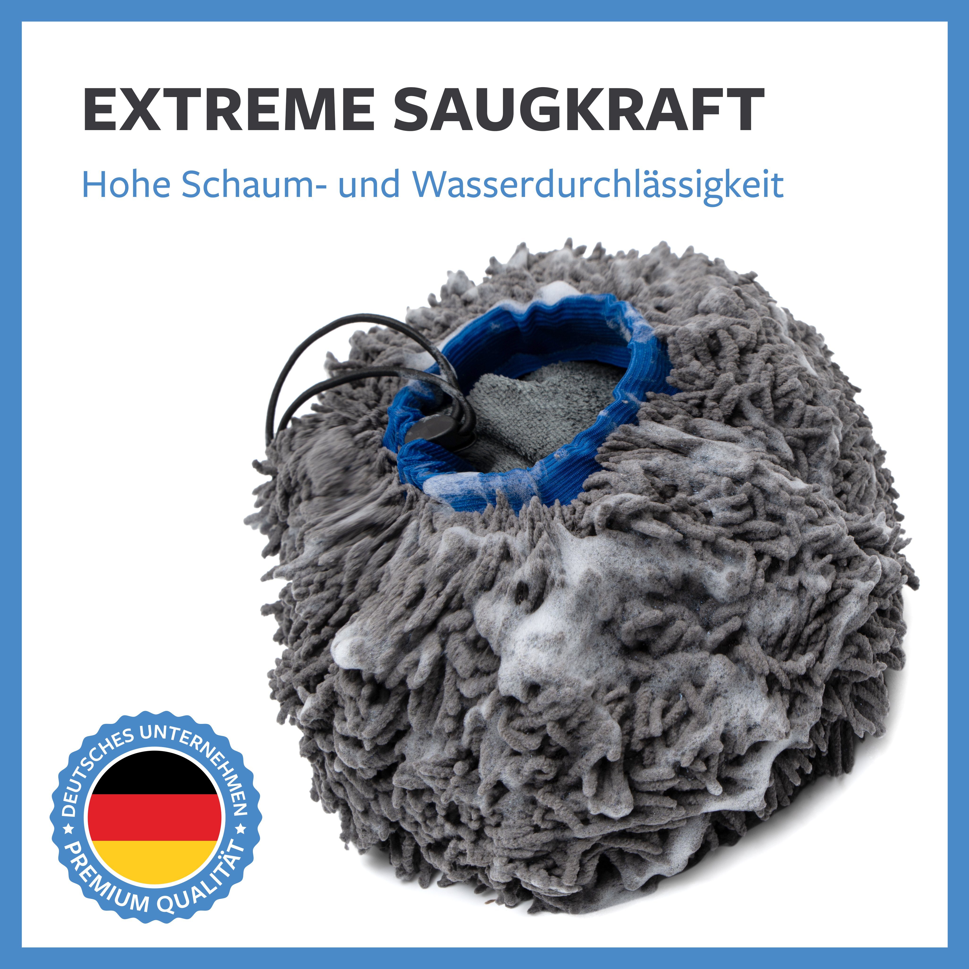 CARBIGO Autowaschbürste Mikrofaser Bürstenüberzug 700 GSM Autobürste, Fahrzeugpflege, Felgenreingung, Handpolierschwamm, (1-tlg)