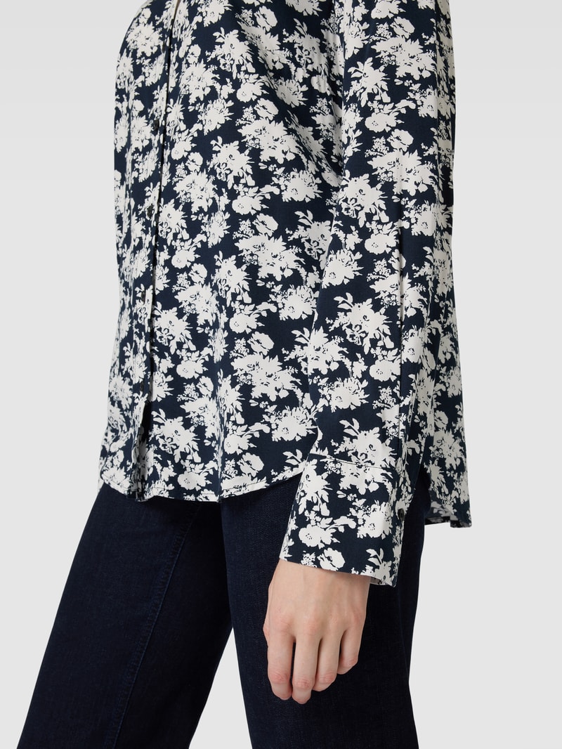 Hemdbluse mit Allover-Muster in marineblau