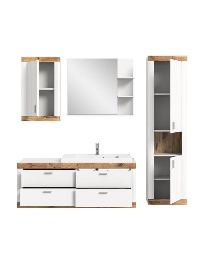 ebuy24 Badmöbelset Laredo 4-teilig Weiß 192 x 48 cm günstig kaufen onesize