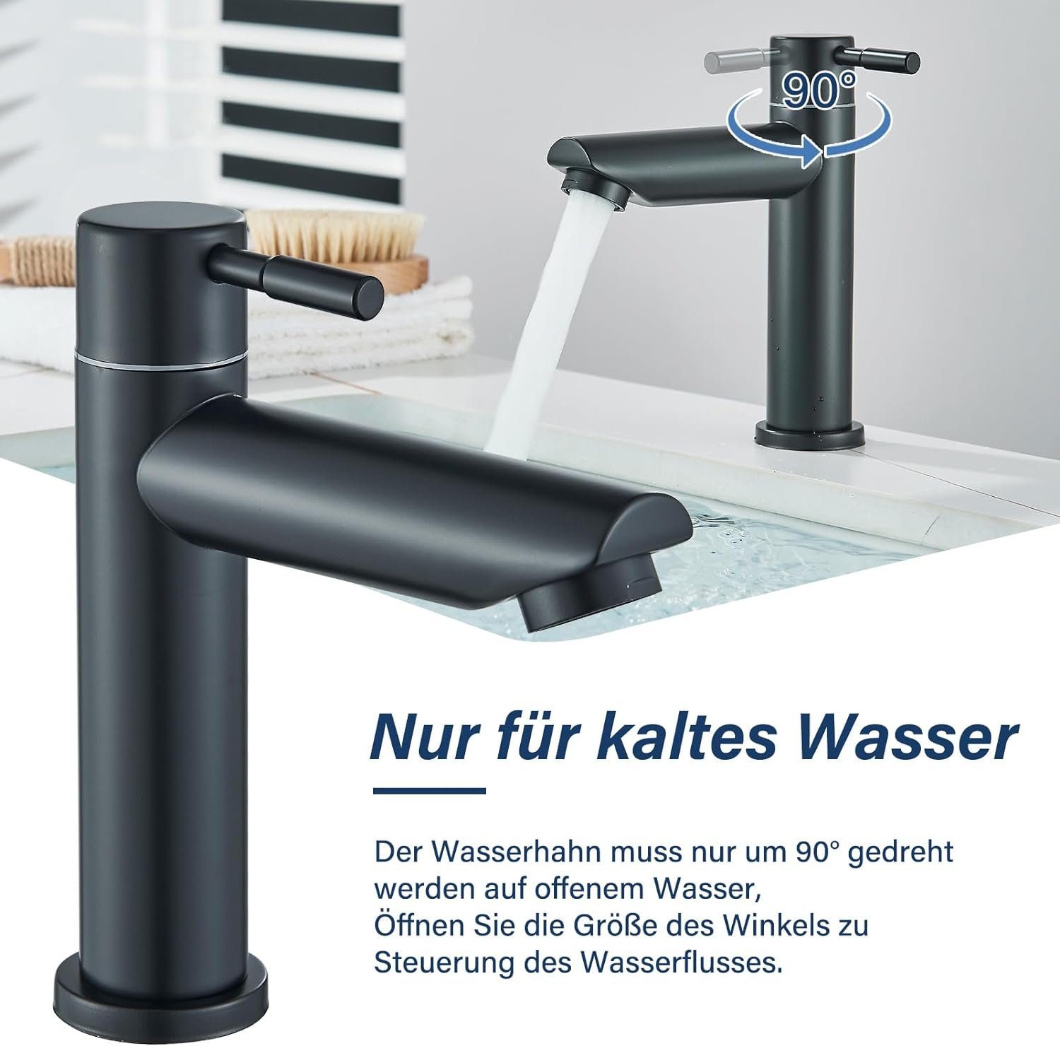 Runxizhou French Press Kanne Wasserhahn Bad Waschtischarmatur mit Kaltes Warmes Wasser