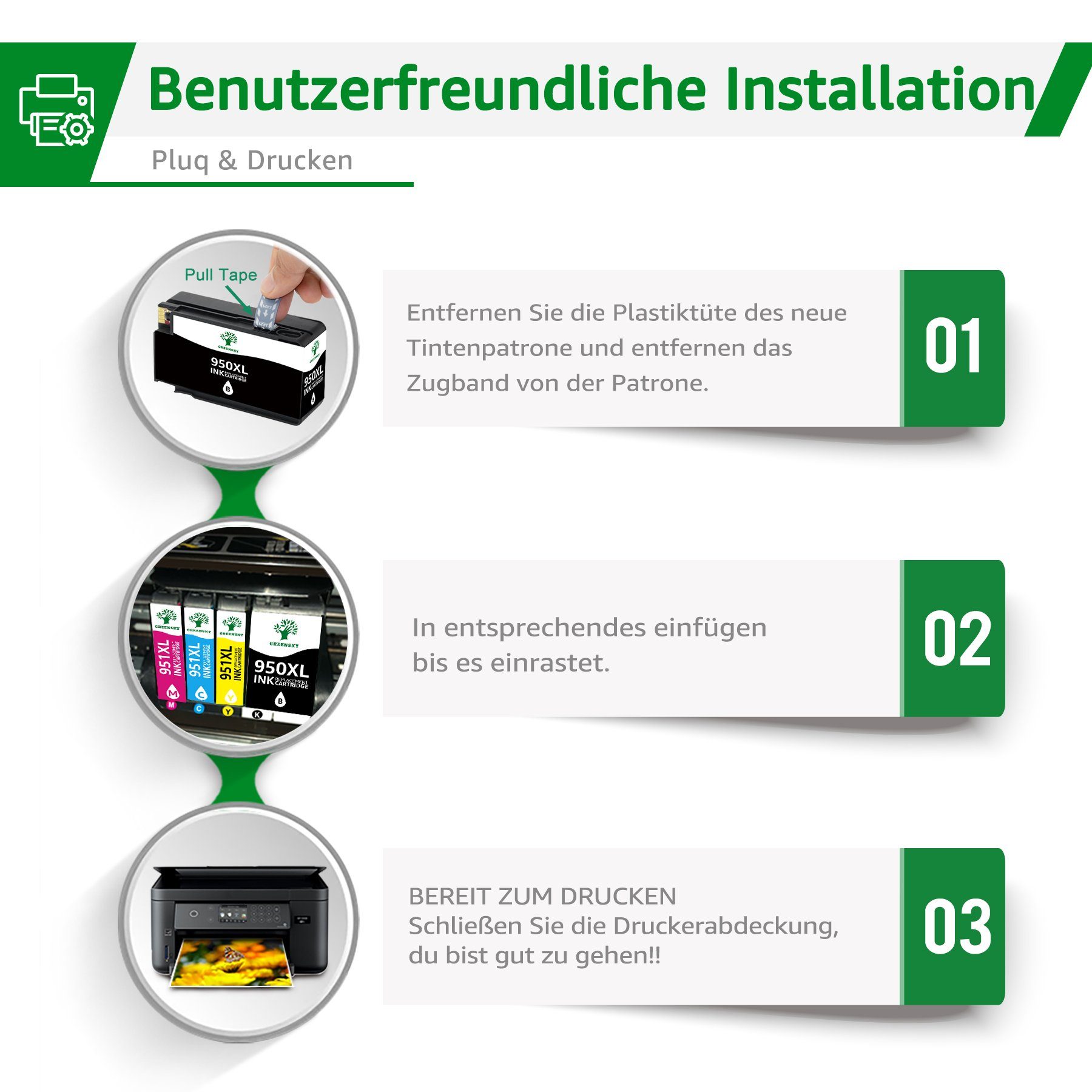 Greensky für HP 950 951 XL Officejet Pro 8110 8610 8616 8630 Tintenpatrone