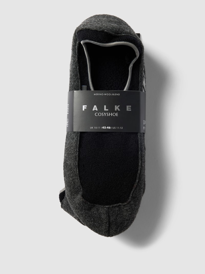 Hausschuhe aus Schurwoll-Mix mit Logo-Detail Modell 'COSYSHOE' in schwarz