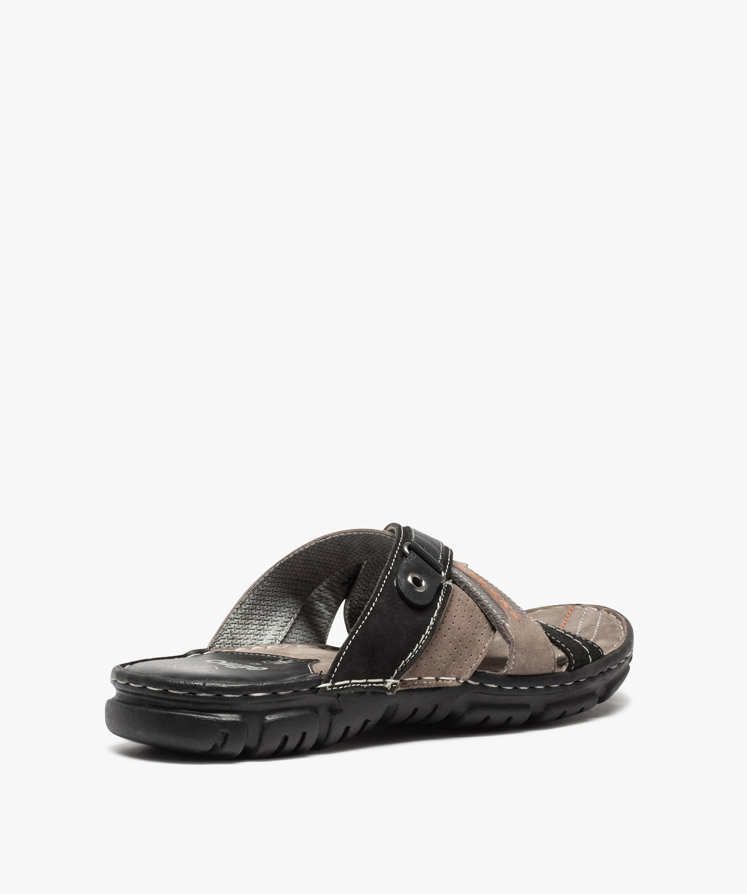 Mules homme confort à brides multiples et surpiqres color... noir | GEMO