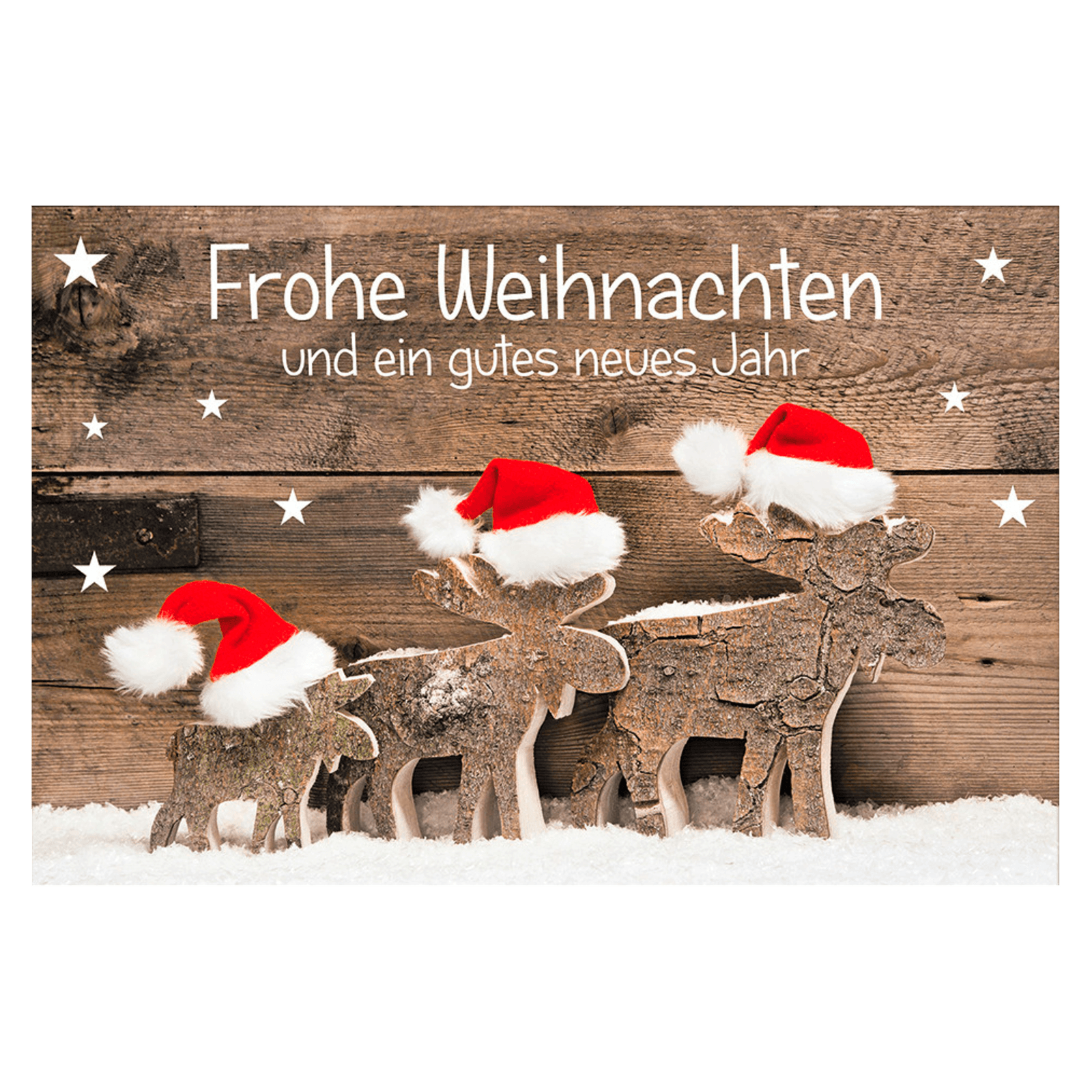 Weihnachtskarte Rentiere mit Mütze 1 Stück