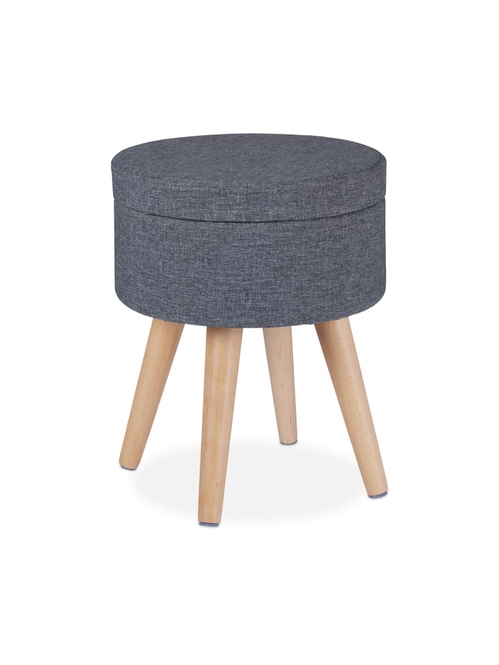 relaxdays Sitzhocker in Grau/ Natur - (H)45,5 x Ø 37 cm günstig kaufen onesize