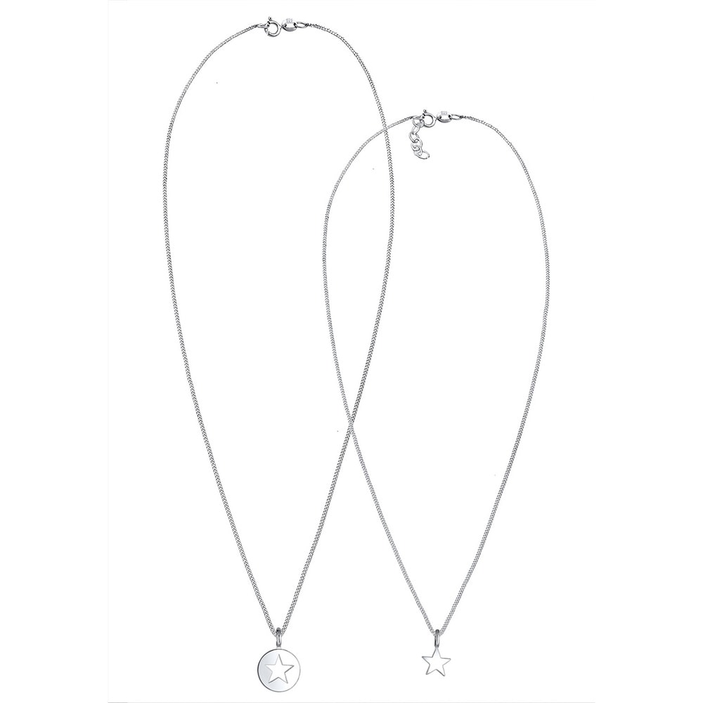Elli Elli Collier Femmes Ensemble Étoile Cut-Out Pendentif Mère Enfants en Argent Ster Bijoux