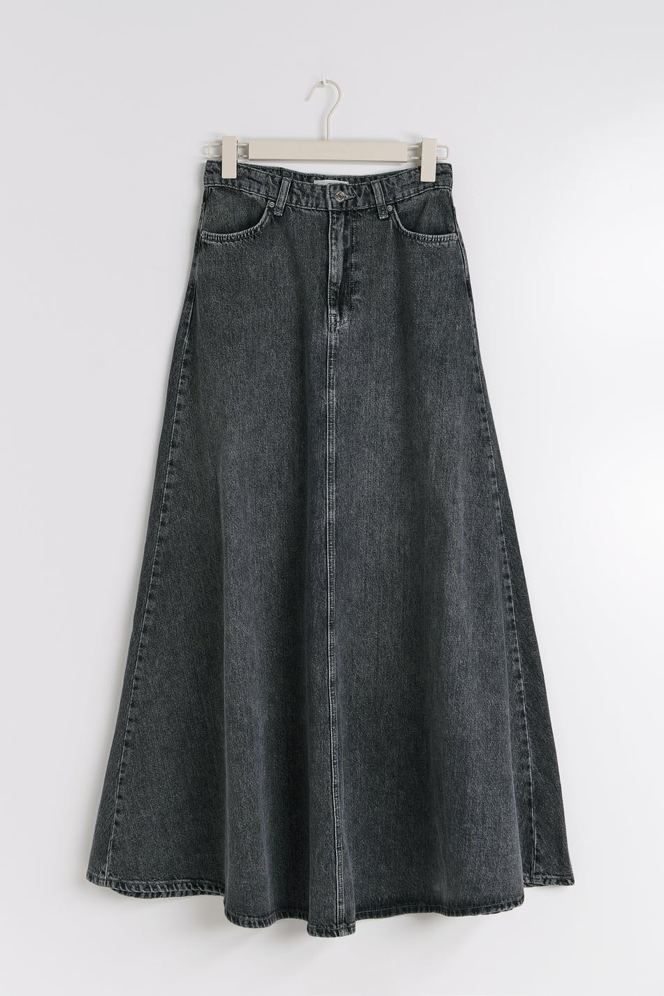 Wide denim skirt