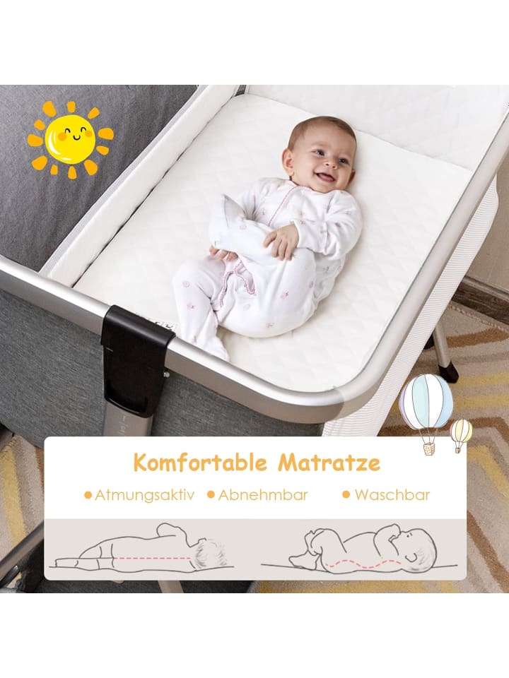COSTWAY 3 in 1 Beistellbett in Anthrazit günstig kaufen 56 cm