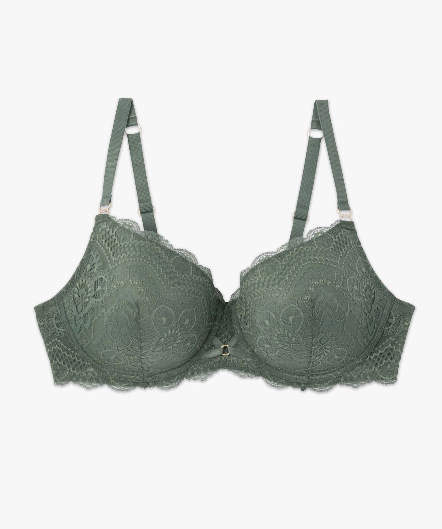 Soutien-gorge grande taille emboitant en dentelle avec bonne... kaki | GEMO