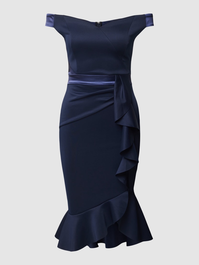 Cocktailkleid mit Gehschlitz in marineblau
