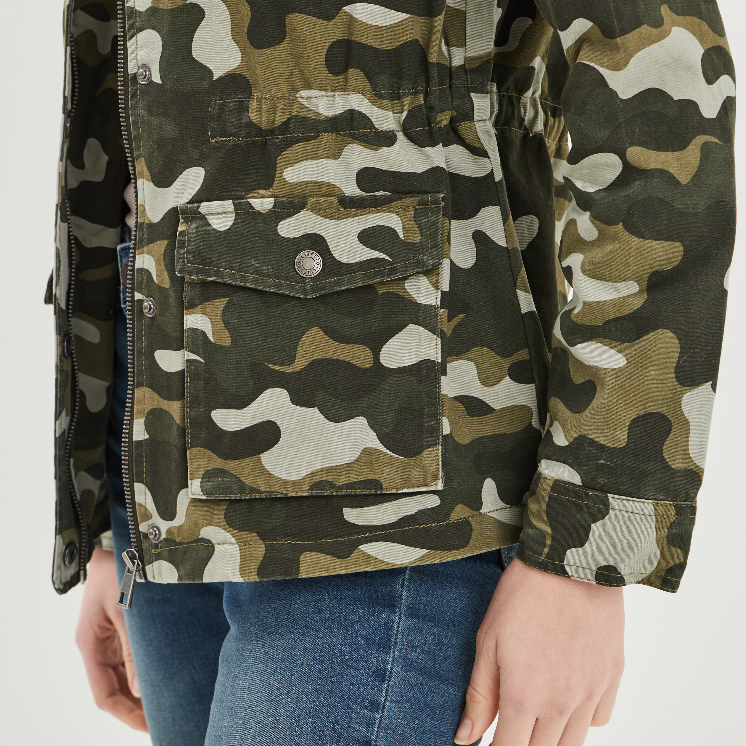 Veste parka droite col montant vert kaki femme | La Halle