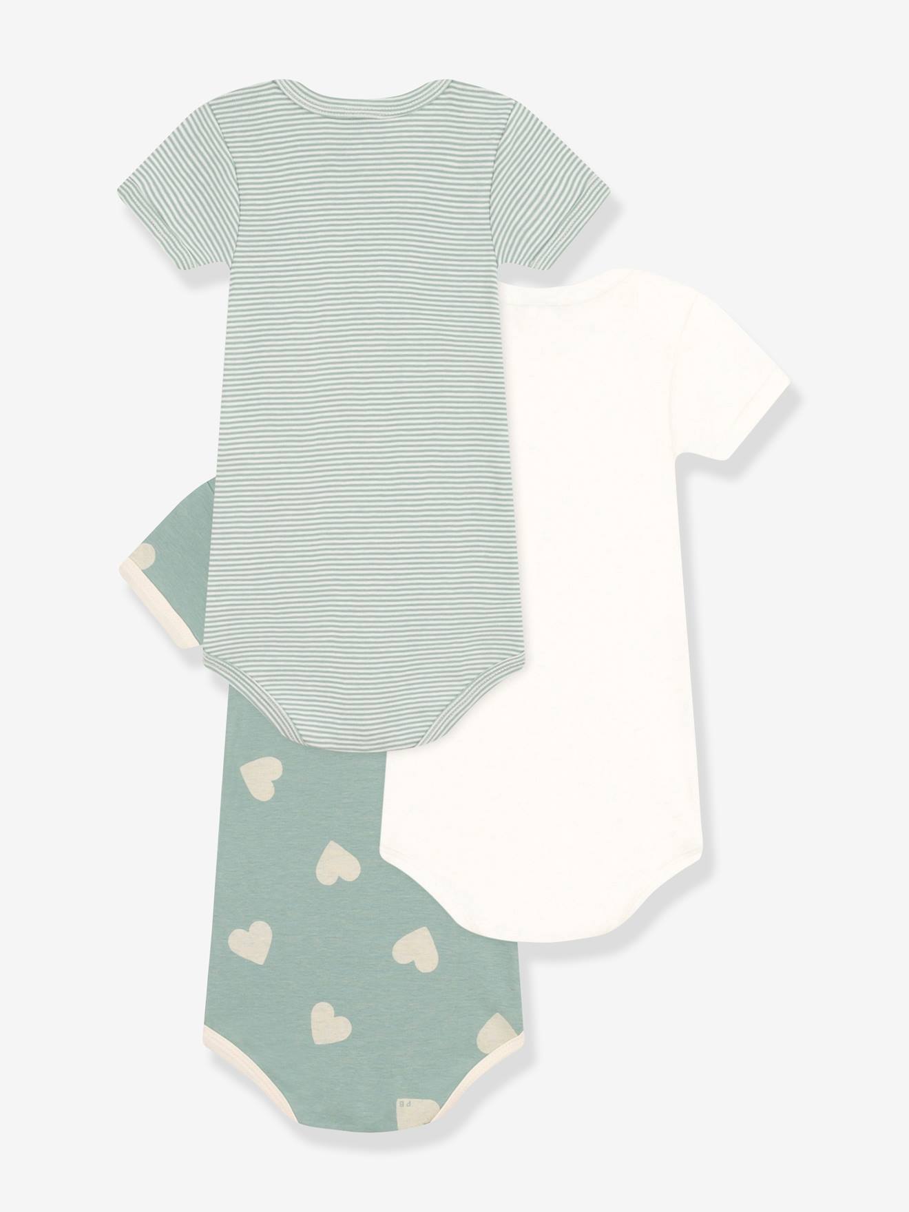 Petit Bateau 3er-Pack Baby Kurzarm-Bodys PETIT BATEAU - mandelgrün