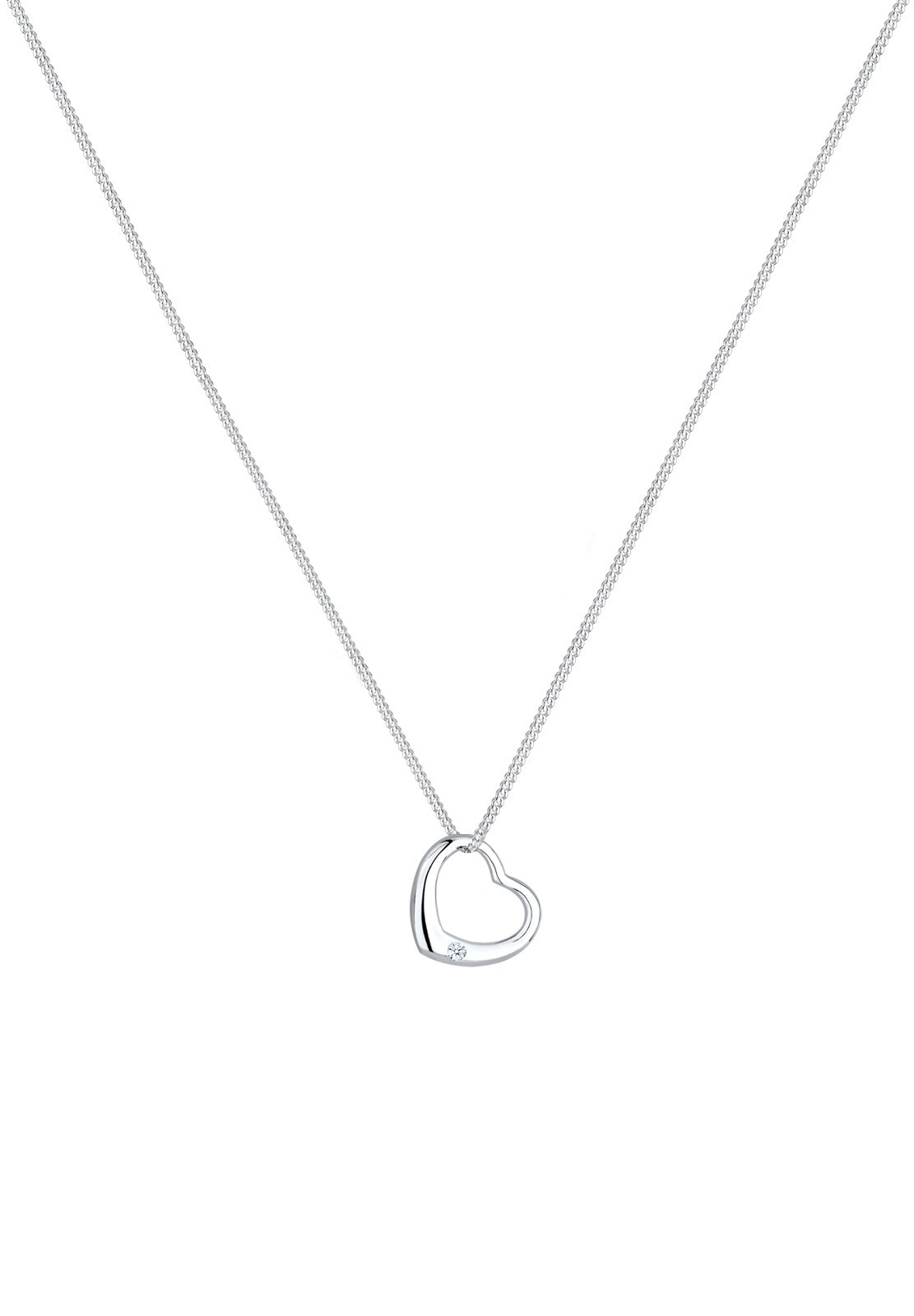 Elli DIAMONDS Hjertevedhæng til kvinder med diamant (0,03 ct.) i 925 sterlingsølv