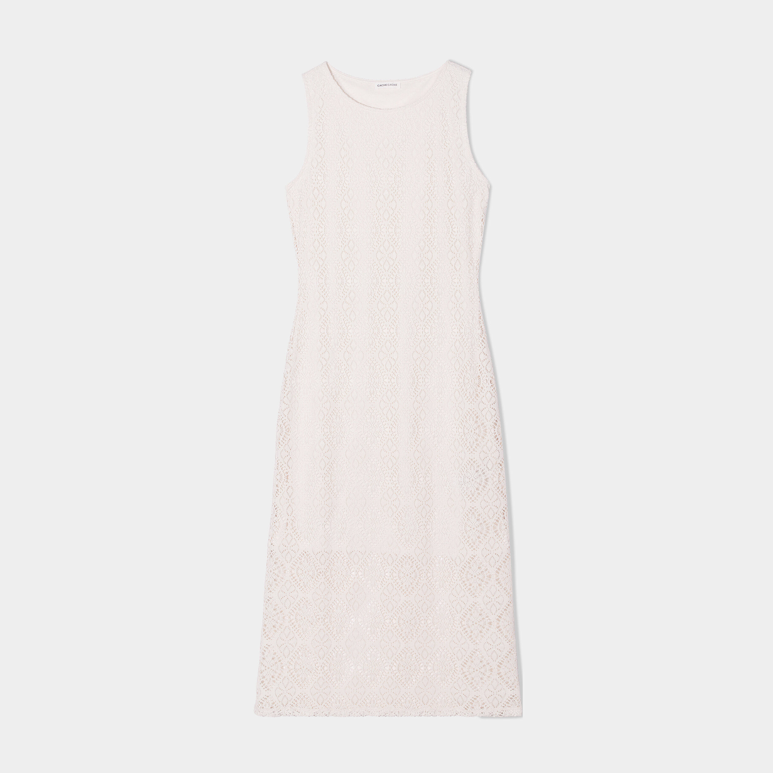 Robe midi moulante dentelle ecru femme | Cache Cache