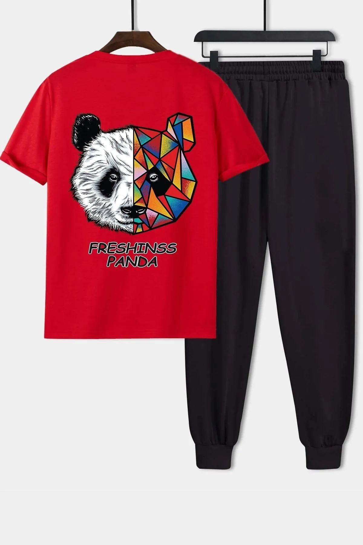 uyguntarz  Zweiteiliges Unisex-Trainingsanzugset mit Panda-Aufdruck