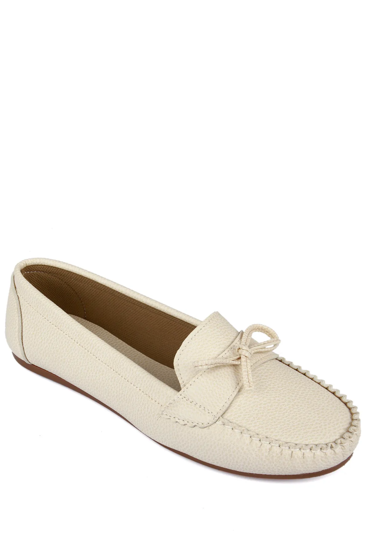 GÖNDERİ(R)  Beige, runde Zehenpartie, flache Sohle, Schleife für Damen-Ballerinas 30100