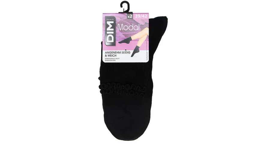 DIM Damen Kurzsocken Modal mit Rüschen 2er Pack noir marine