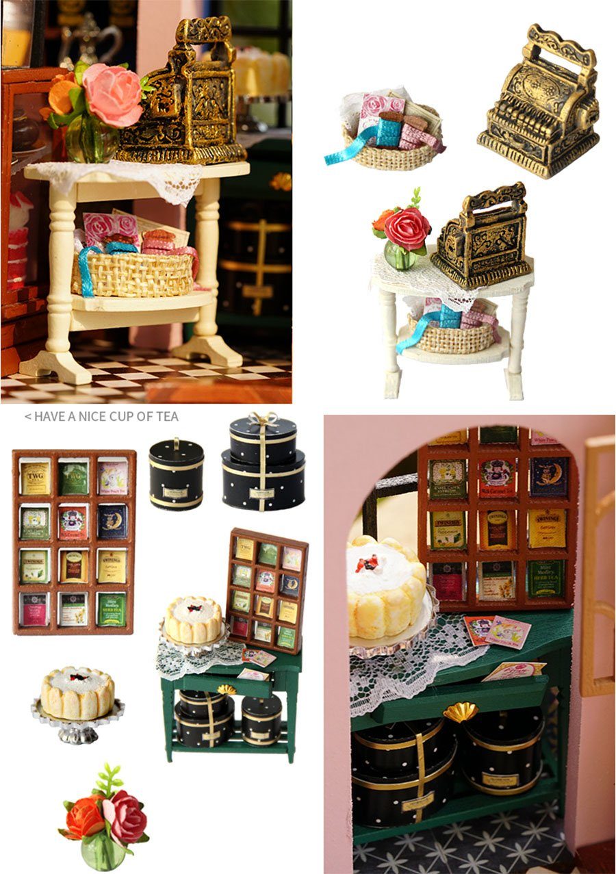 Cute Room 3D-Puzzle DIY holz Miniature Haus Puppenhaus Rosengarten, Puzzleteile, 3D-Puzzle, Miniaturhaus, Maßstab 1:24, Modellbausatz zum basteln