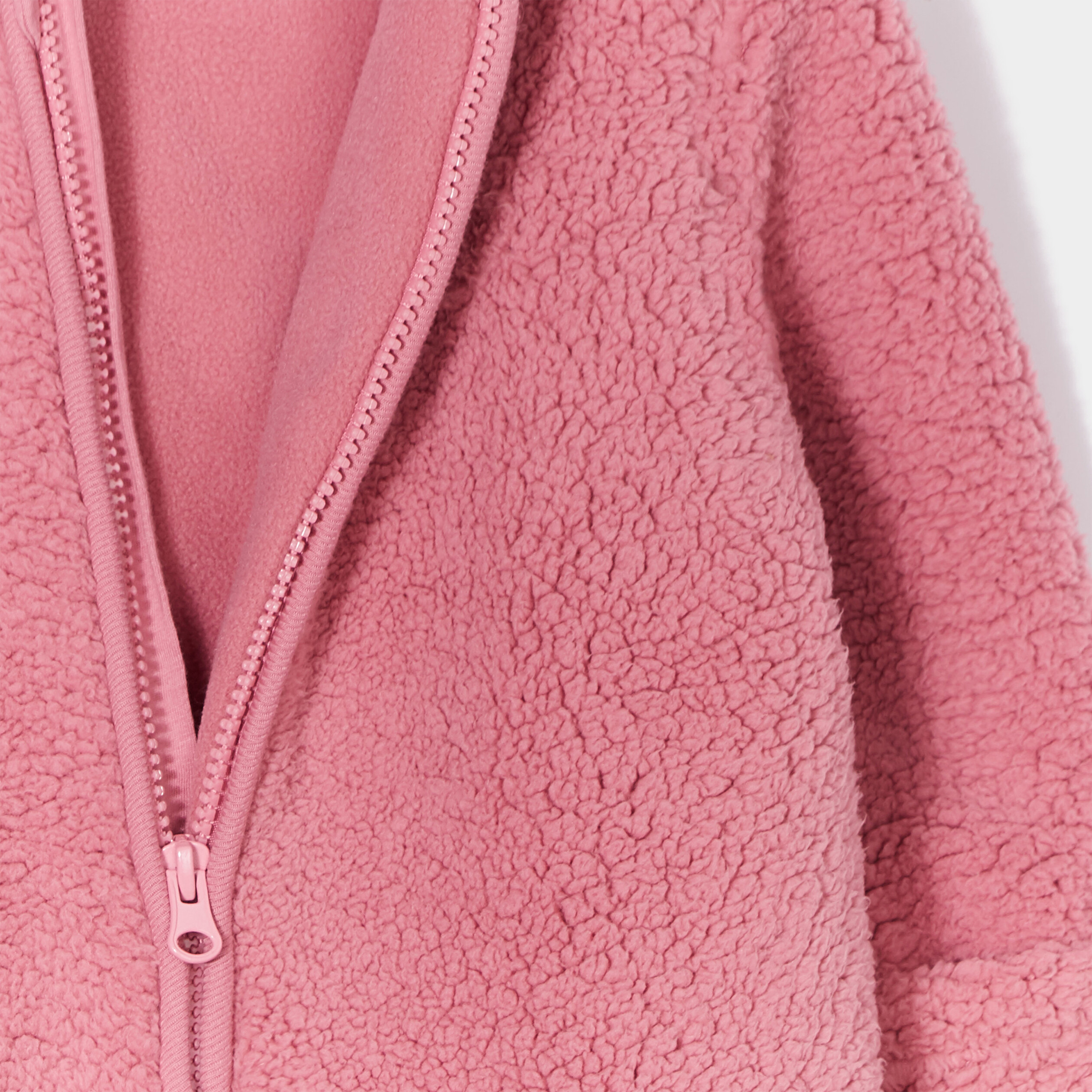 Combinaison pilote imitation mouton vieux rose bébé fille | La Halle