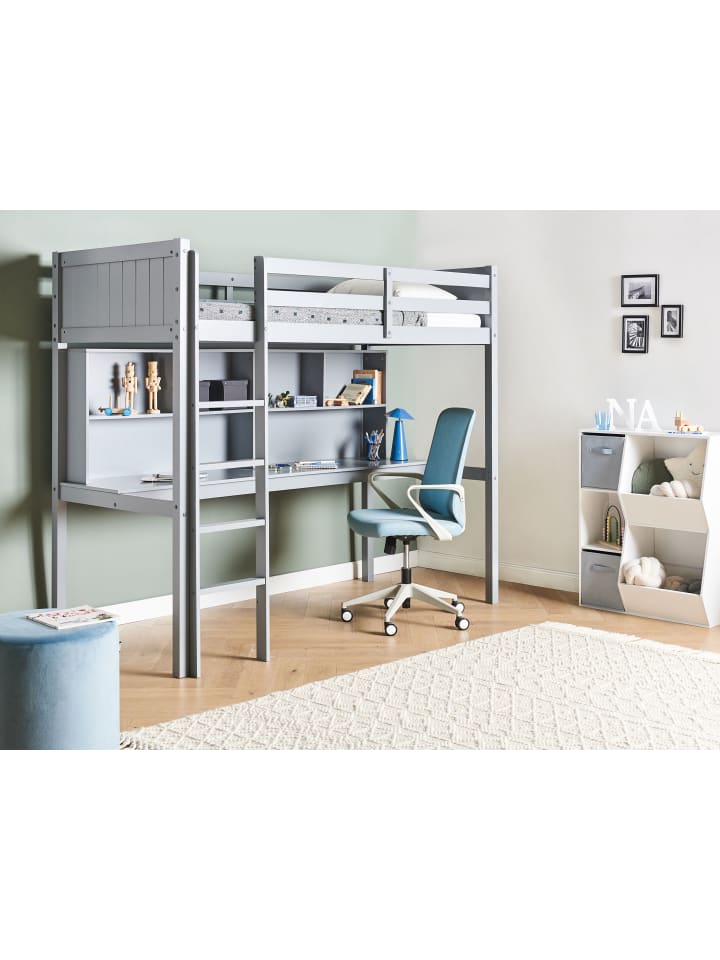 Beliani Hochbett FOUCAMONT in Grau - (W) 104 x (H) 180 x (L) 209 cm günstig kaufen onesize