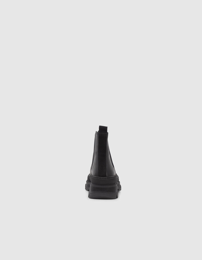 Chelsea boots noirs cuir à semelle crantée Femme