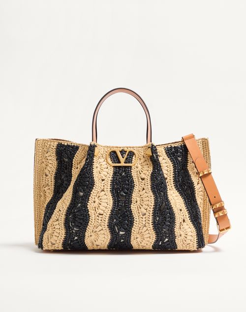 Valentino Garavani Medium Raffia Shopping Bag med Bølgemønster