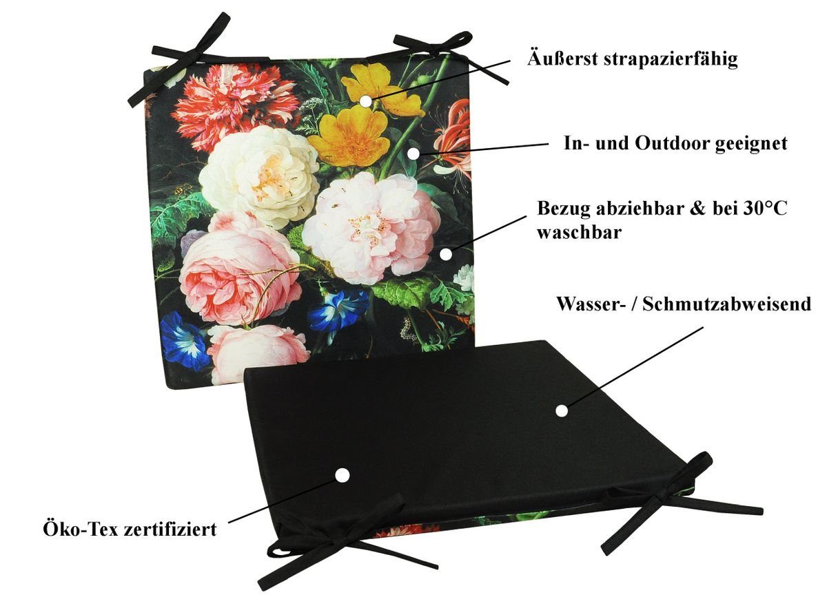 JACK Stuhlkissen JACK Motiv Outdoor Wende Stuhlkissen 40x40cm Lounge Kissen Sitzkissen, Gartenkissen, Lotus Effekt, Robust, Wasserfest, Innen & Außen
