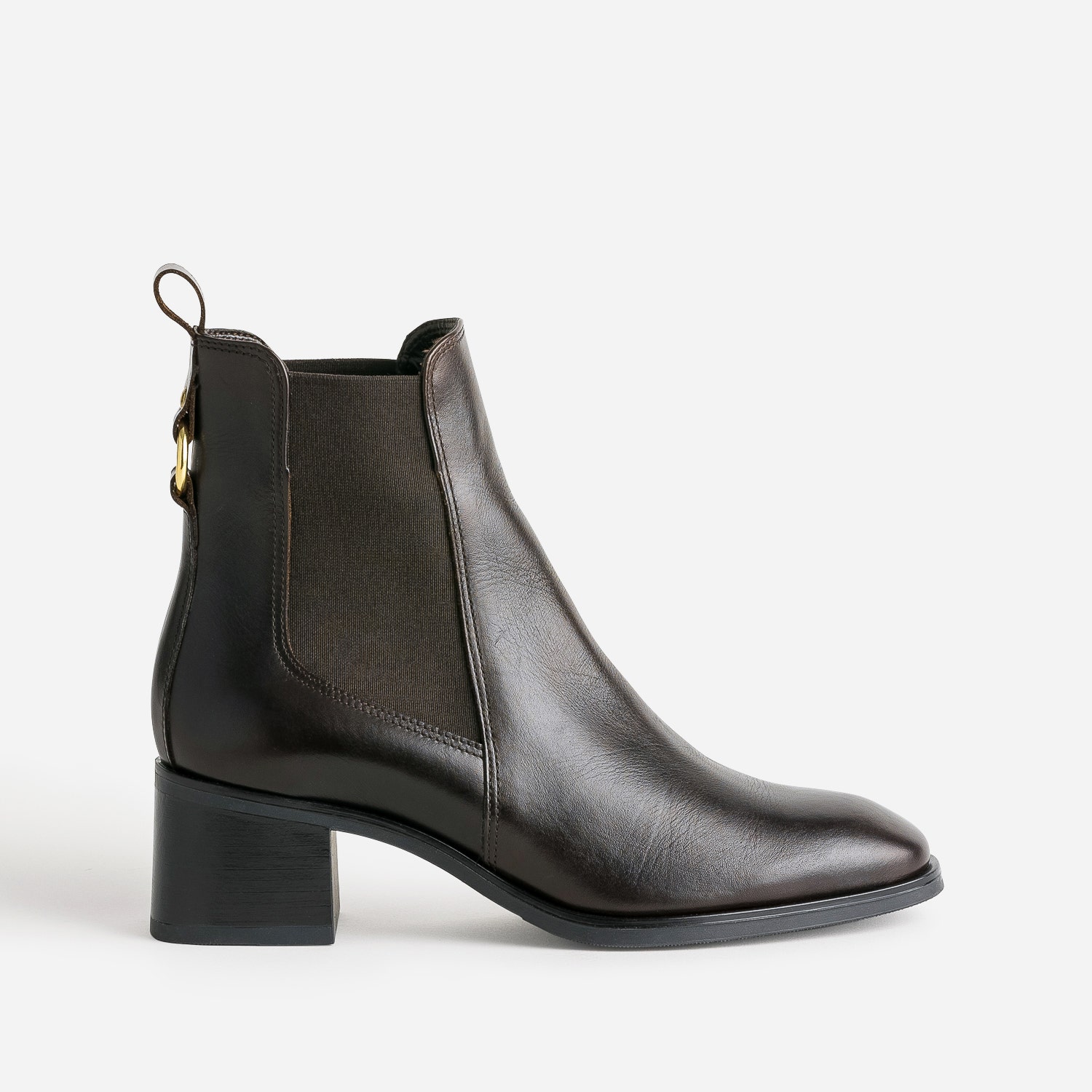 Chelsea boots marron foncé en cuir