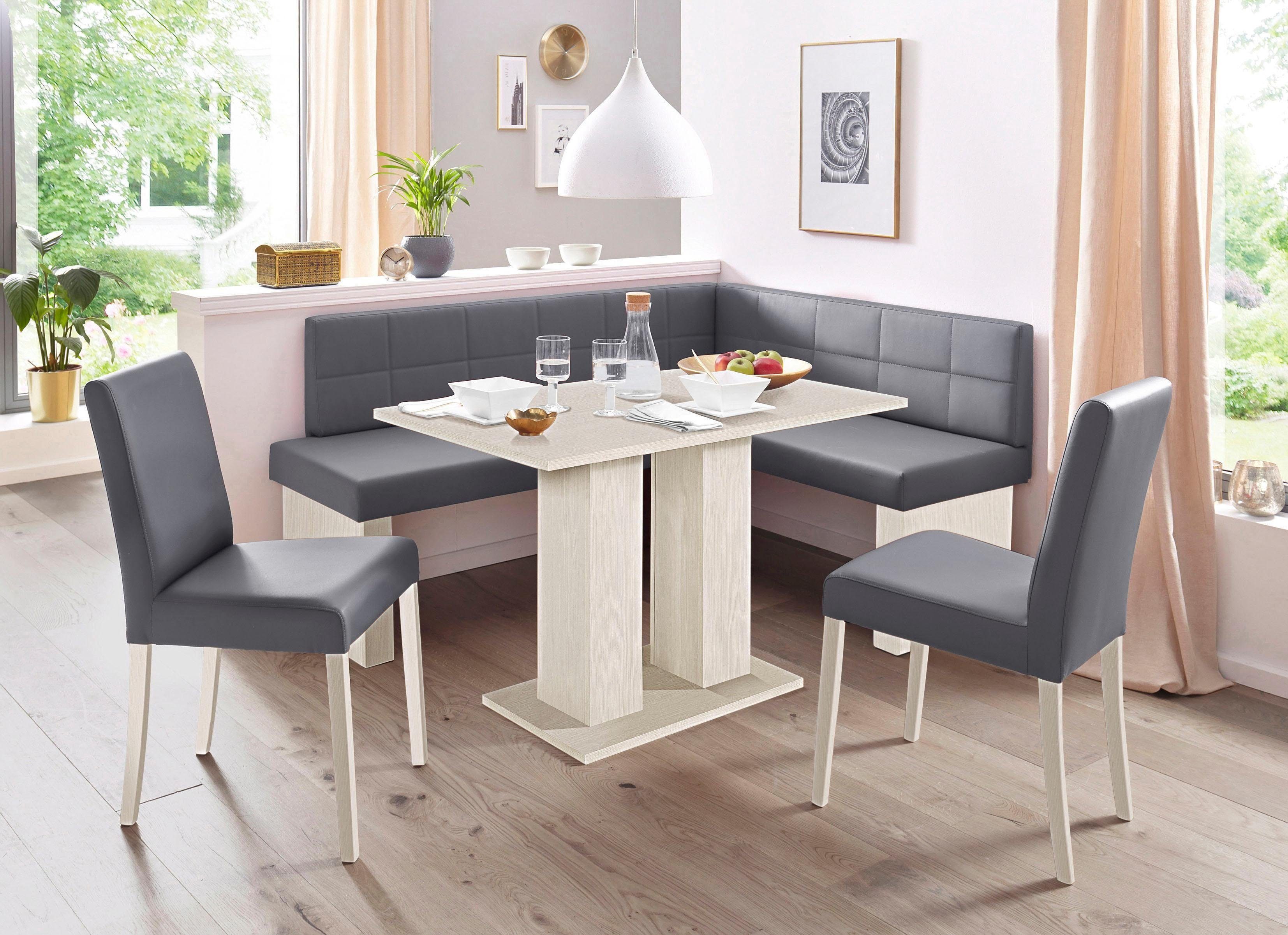 SCHÖSSWENDER Eckbankgruppe Anna, (Set, 4-tlg), mit 2 Stühlen mit massiven Gestell