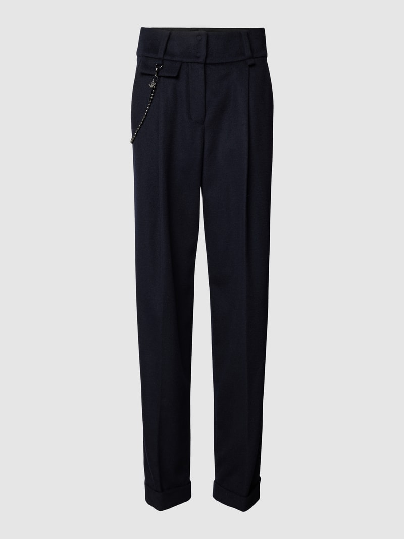 Stoffhose mit Kaschmir-Anteil und Bügelfalte in marineblau