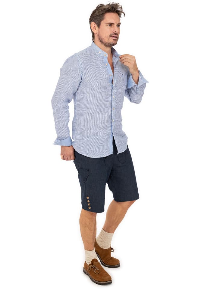 Almsach Stehkragenhemd 901LI-LA in blau günstig kaufen