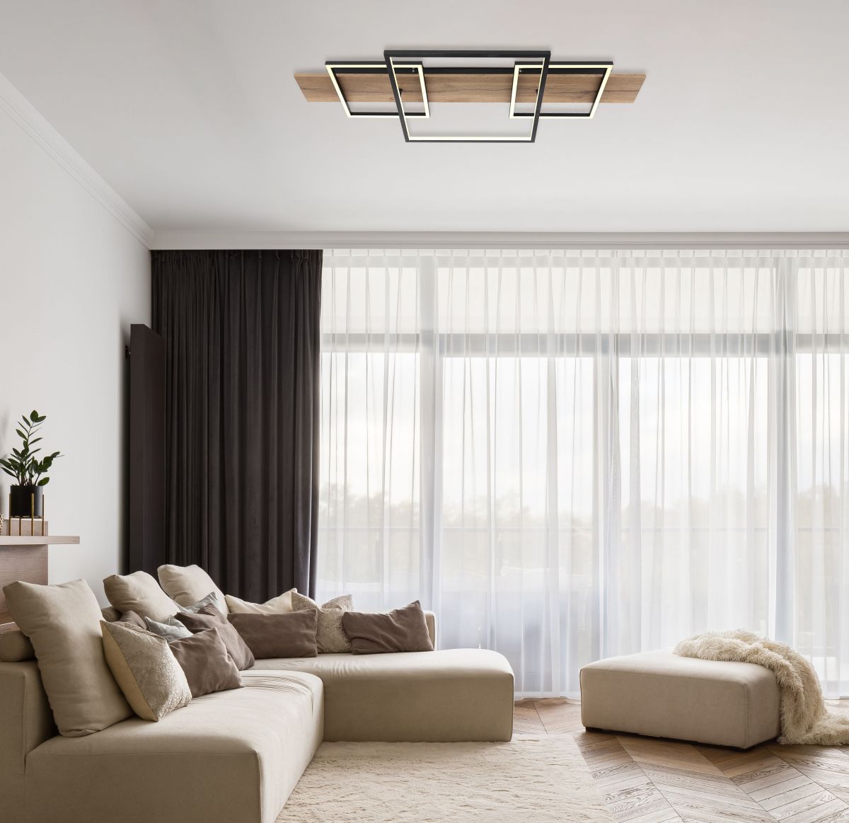 Globo LED Deckenleuchte Square Wood 2