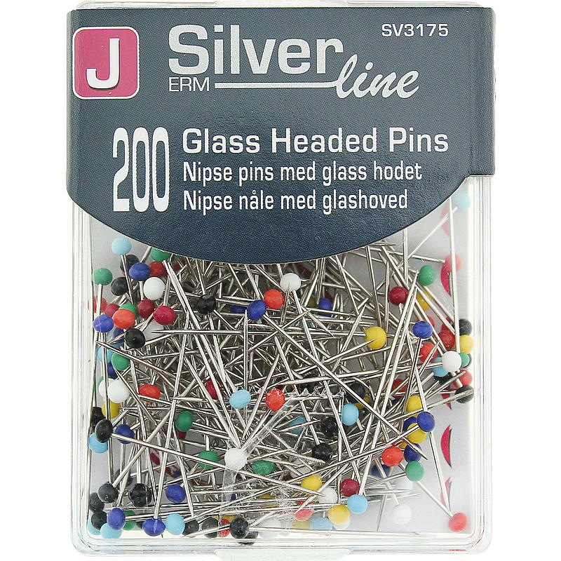 Nåler med glasshode, 200 stk
